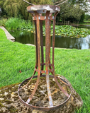 LARGE RUSTY METAL GARDEN ARMILLARY STYLE STEEL SCULPTURE SUNDIAL ORNAMENT