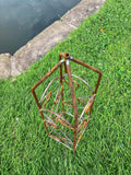 RUSTY METAL GARDEN ARMILLARY STYLE TOPIARY OBELISK STAKE PLANT SUPPORT ORNAMENT