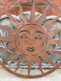RUSTY METAL SUN FACE WALL ART PLAQUE HANGING GARDEN ORNAMENT 🌞