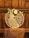 WHITE METAL HARE / MOON WALL PLAQUE HANGING RUSTIC GARDEN ORNAMENT