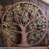 LARGE COLOURED METAL TREE OF LIFE WALL PLAQUE HANGING GARDEN ORNAMENT