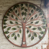 LARGE COLOURED METAL HEART TREE OF LIFE WALL PLAQUE HANGING GARDEN ORNAMENT