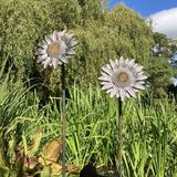PAIR OF TALL RUSTY 1.5 METRE METAL SUNFLOWER PLANT SUPPORTS SUN FLOWER STAKES GARDEN