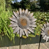 PAIR OF TALL RUSTY 1.5 METRE METAL SUNFLOWER PLANT SUPPORTS SUN FLOWER STAKES GARDEN