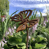 SET OF 4 RUSTY 1.5 METRE METAL BUTTERFLY PLANT SUPPORTS GARDEN DECORATIONS STEEL