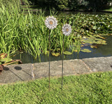 SET OF 4 RUSTY METAL SUNFLOWER PLANT SUPPORTS SUN FLOWER STAKES GARDEN 🌻