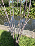 PAIR OF METAL GARDEN BULRUSH PLANT STAKES POND ORNAMENTS