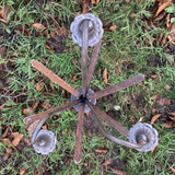 PAIR OF RUSTY METAL GARDEN BLUEBELL FLOWER SPRAY SCULPTURES PLANT STAKE ORNAMENTS