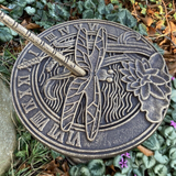 METAL CAST IRON DRAGONFLY WATERLILY GARDEN SUNDIAL ORNAMENT