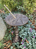 METAL CAST IRON DRAGONFLY WATERLILY GARDEN SUNDIAL ORNAMENT