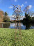 LARGE GARDEN RUSTY METAL ARMILLARY STYLE TOPIARY OBELISK PLANT SUPPORT ORNAMENT