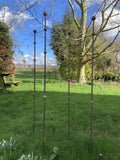 SET OF 4 x 1.5m TALL RUSTY METAL MULTIPLE BALL GARDEN STAKES SUPPORTS