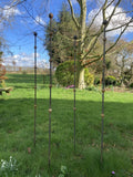 SET OF 4 x 1.5m TALL RUSTY METAL MULTIPLE BALL GARDEN STAKES SUPPORTS