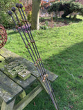 SET OF 4 x 1.5m TALL RUSTY METAL MULTIPLE BALL GARDEN STAKES SUPPORTS