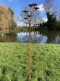 RUSTY METAL GARDEN FLOWER SPRAY STAKE