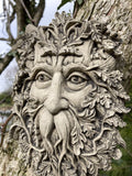 STONE GARDEN WICCAN BEARDED GREEN MAN FACE WALL PLAQUE HANGING PAGAN 🌿