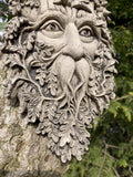 STONE GARDEN WICCAN BEARDED GREEN MAN FACE WALL PLAQUE HANGING PAGAN 🌿