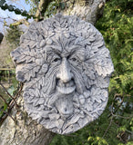 STONE GARDEN WISE OLD TREE GREEN MAN FOREST FACE WALL PLAQUE ACORN PAGAN WICCAN