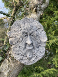 STONE GARDEN WISE OLD TREE GREEN MAN FOREST FACE WALL PLAQUE ACORN PAGAN WICCAN