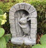 STONE GARDEN SMALL MOUSE COTTAGE FAIRY DOOR HOUSE WALL PLAQUE ORNAMENT