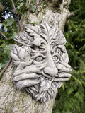 STONE GARDEN CHEEKY GRINNING GREEN MAN FACE WALL PLAQUE HANGING PAGAN 🍄🌿