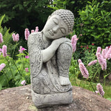 STONE GARDEN ZEN SLEEPING LOTUS BUDDHA ORNAMENT STATUE