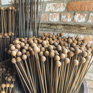SET OF 40 RUSTY METAL 1 METRE TALL BALL TOP GARDEN PLANT SUPPORTS STAKES